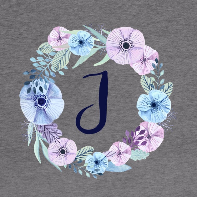 Floral Monogram J Icy Winter Blossoms by floralmonogram